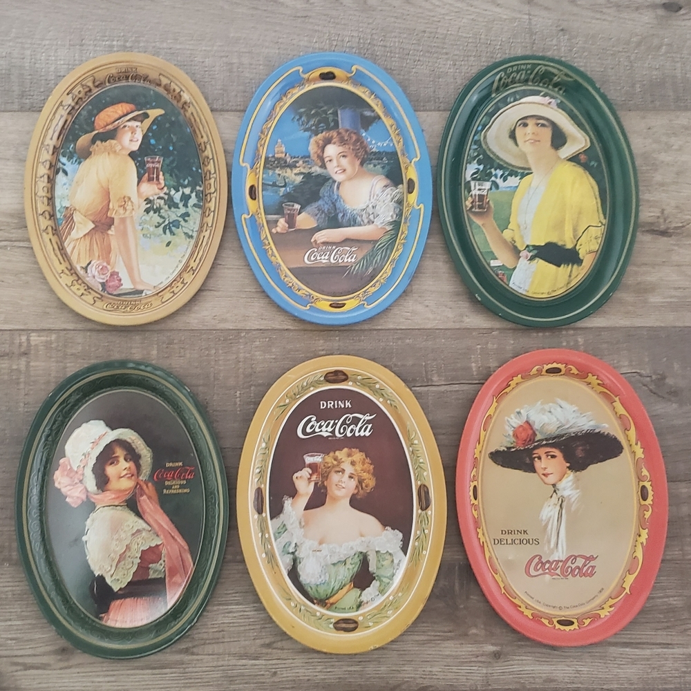 Lot of 6 Vintage Coca-cola Tip-tray Reproductions